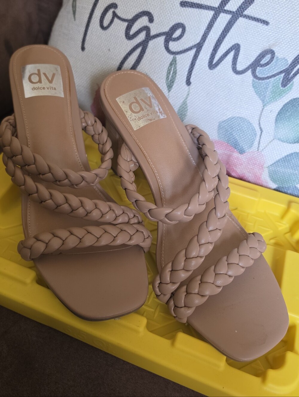 Dolce Vita Braided Strap Mule Sandals - Tan